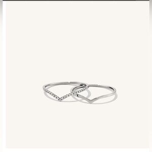 Mejuri Wishbone stackable 14k white gold and diamond rings - size 9